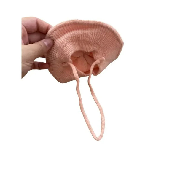 Vintage Baby Pink Winter Warm Knitted Beanie Baby Hat - Picture 2 of 4